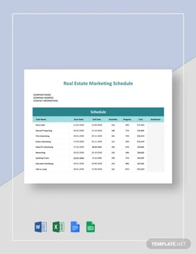 real-estate-marketing-schedule-template