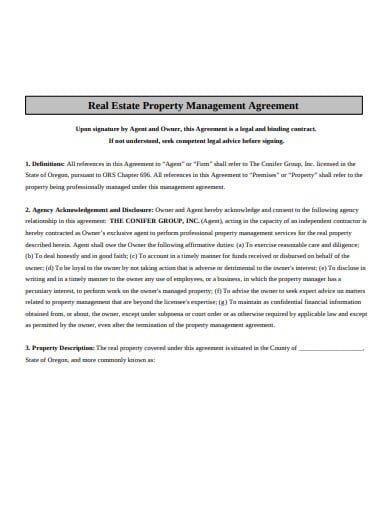 real estate property management agreement