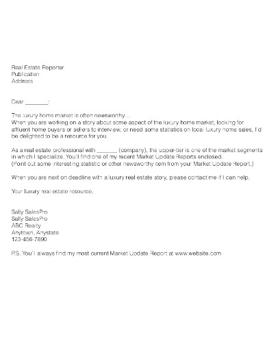 real estate prospecting letter template