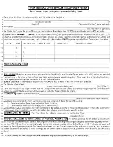 real estate residential listing contract template