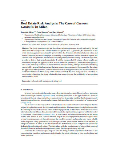 real estate risk analysis example