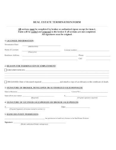 real estate termination notice form