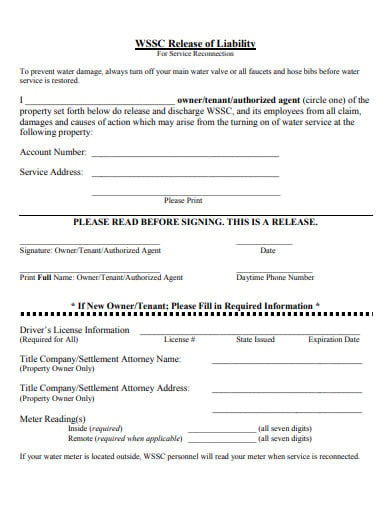 reconnection release liability form template