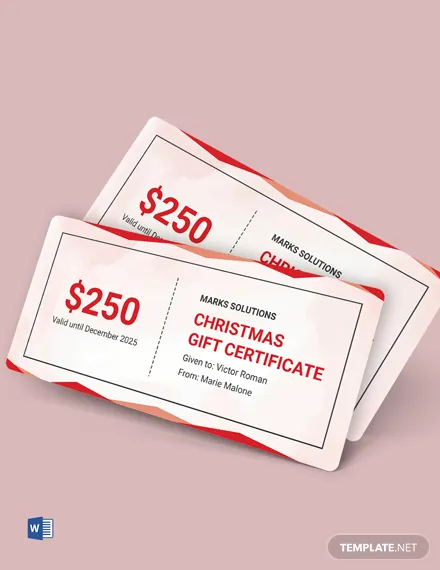 red customizable gift certificate template
