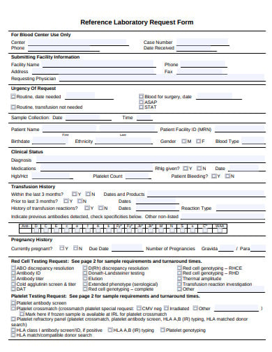 reference laboratory request form template
