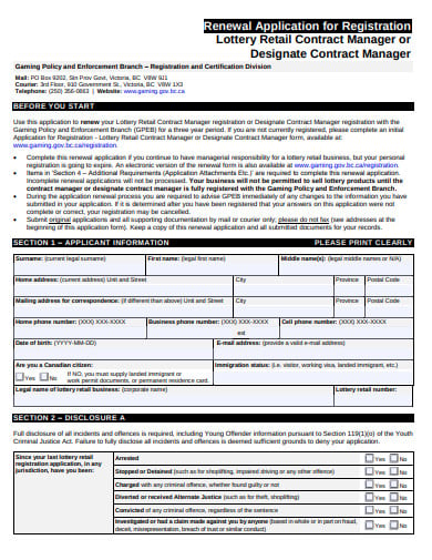 registration retail contract form