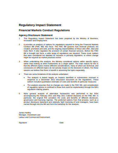 regulatory impact statement example