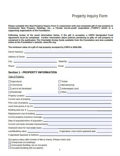 rental property inquiry form template