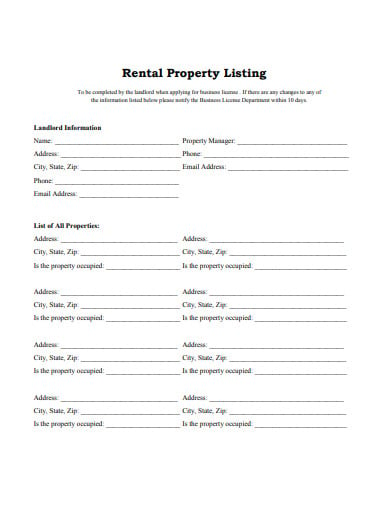rental property listing in pdf