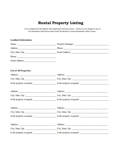 rental property listing in pdf