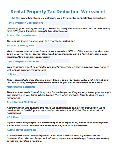 18+ Rental Property Worksheet Templates in PDF | Free & Premium Templates