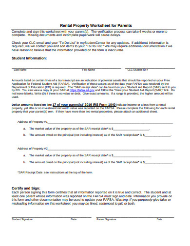 18+ Rental Property Worksheet Templates in PDF