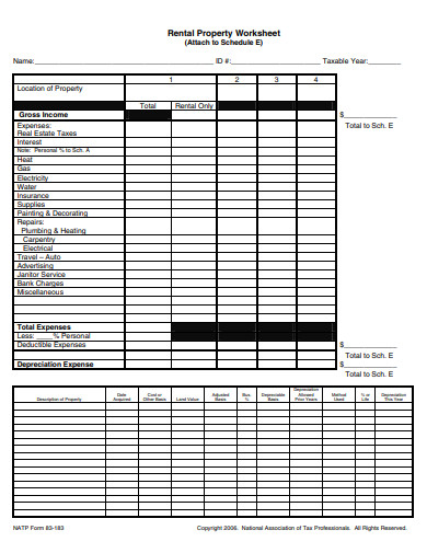 rental property worsheet template