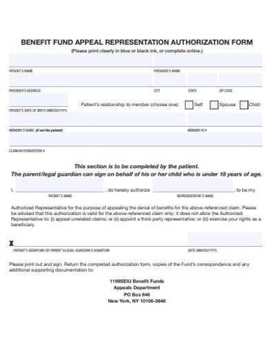 representation authorization form