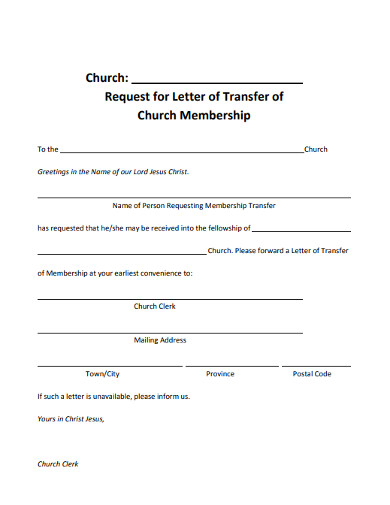 5+ Letter of Transfer of Church Membership Templates in PDF | DOC