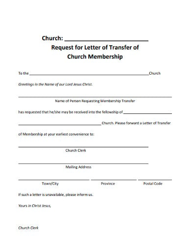 5 Letter Of Transfer Of Church Membership Templates In Pdf Doc 0068