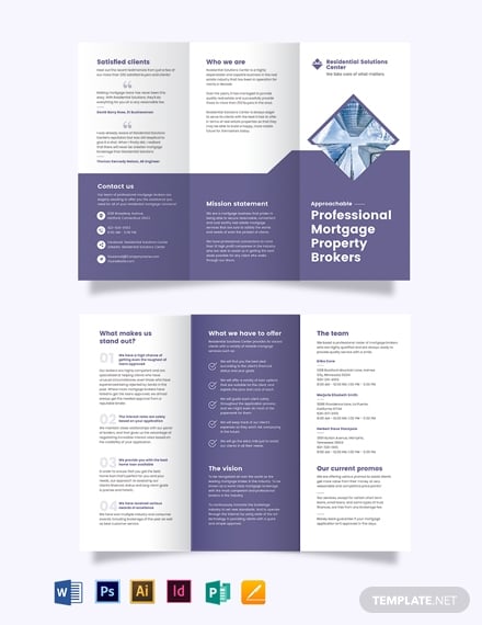 residencial mortgage broker tri fold brochure template