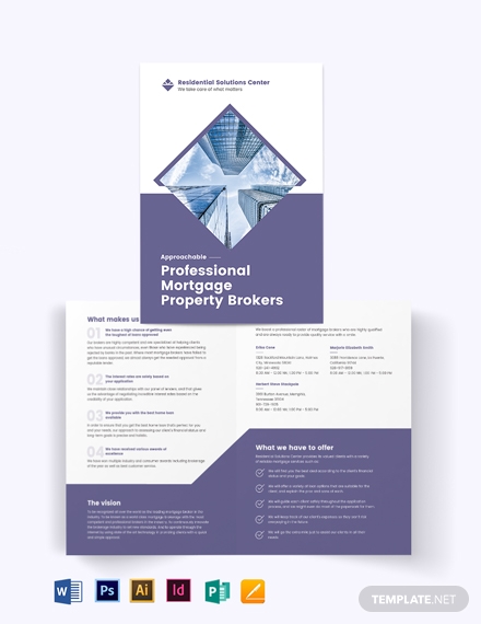 residencial mortgage broker bi fold brochure template