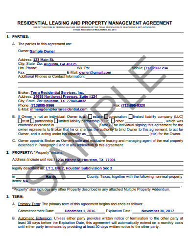 residential property management lease agreement