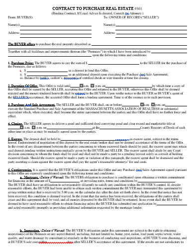 residential real estate contract example