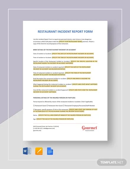 restaurant-incident-report-template