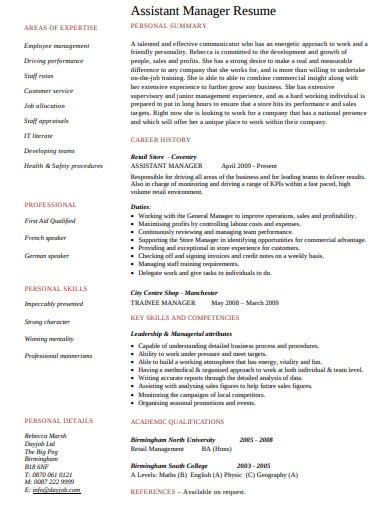 retail-assistant-manager-resume-template