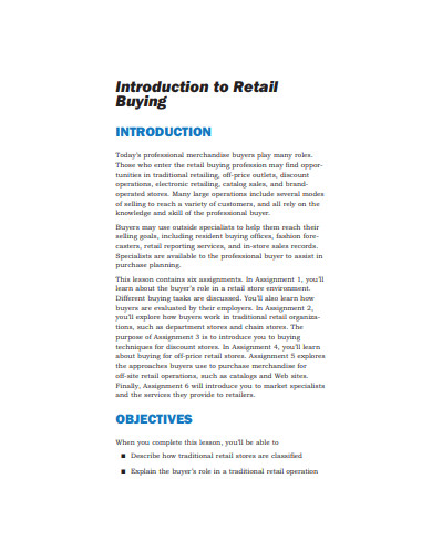 retail buying plan template in pdf