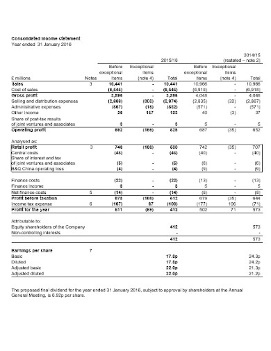 retail income consolidation statement template