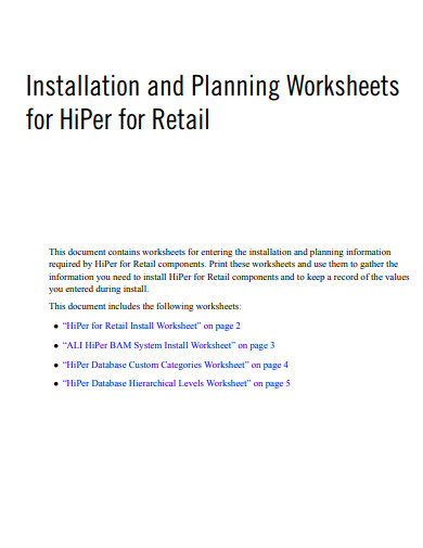 retail planning worksheet