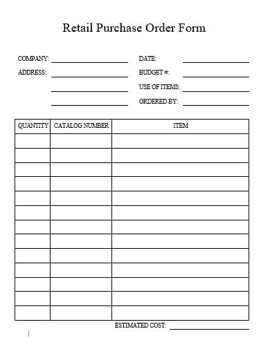 10+ Retail Purchase Order Templates in PDF | Google Docs | Google ...