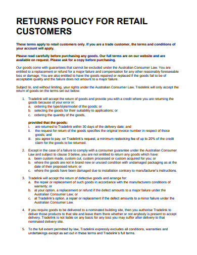 10+ Retail Return Policy Templates in PDF | DOC | Free & Premium Templates