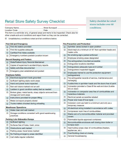 retail store survey checklist