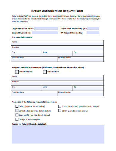return-authorization-request-form-template