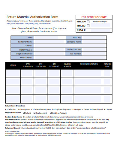 return-material-authorization-form-template