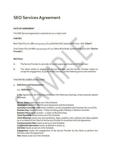 9  SEO Agreement Templates in PDF