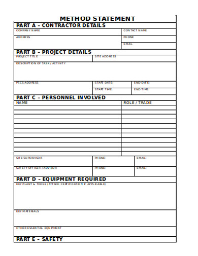 26+ Method Statement Templates in Google Docs | Word | Pages | PDF