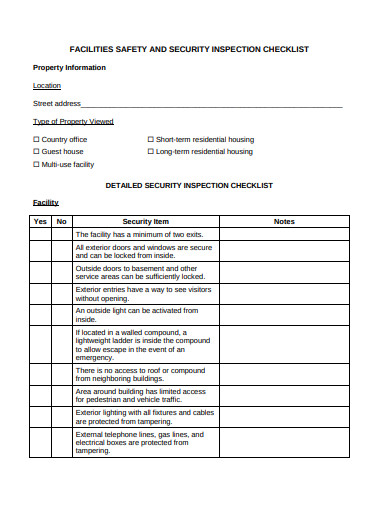 FREE 7+ Security Inspection Checklist Templates in PDF | MS Word