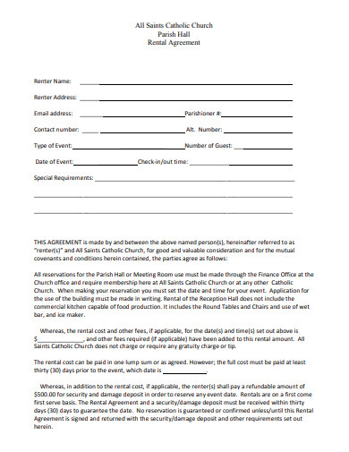 10+ Church Hall Rental Agreement Templates in PDF | DOC | Free ...