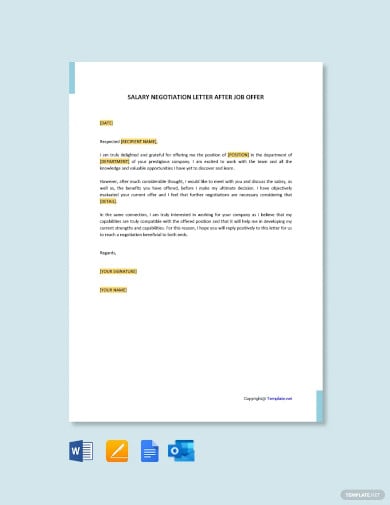 salary negotiation letter after job offer template