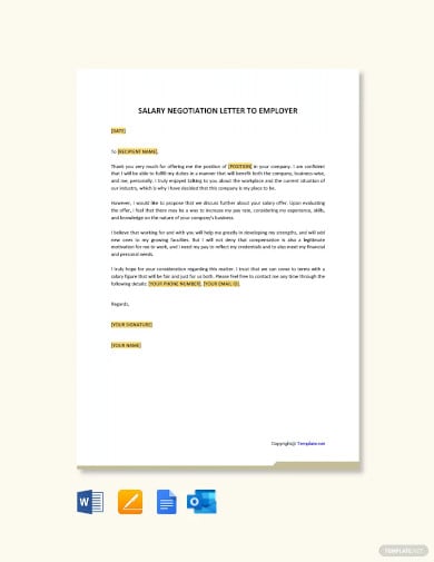 salary negotiation letter to employer template
