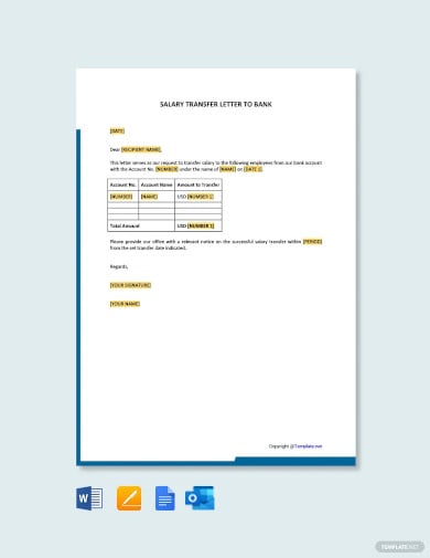 salary transfer letter to bank template