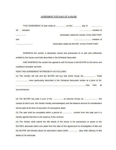 sale of house agreement template