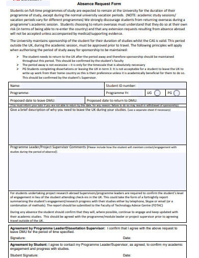 sample absence request form template