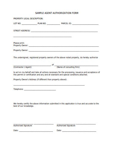 sample agent authorization form