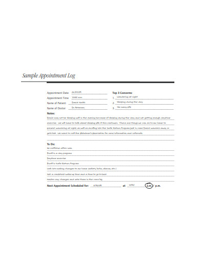 sample appointment log template