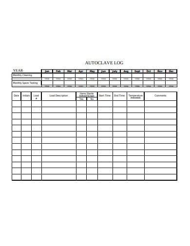 sample autoclave log sheet template