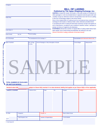 sample bill of lading in pdf