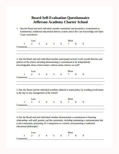 sample board self evaluation questionnaire template