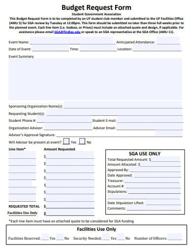sample budget request form