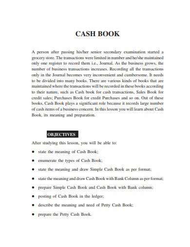 sample cash book example